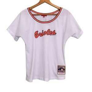 Mitchell and Ness Vintage Orioles Mesh Jersey Round Neck Medium